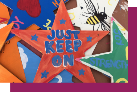 Stars of HOPE with words "Just Keep Going"